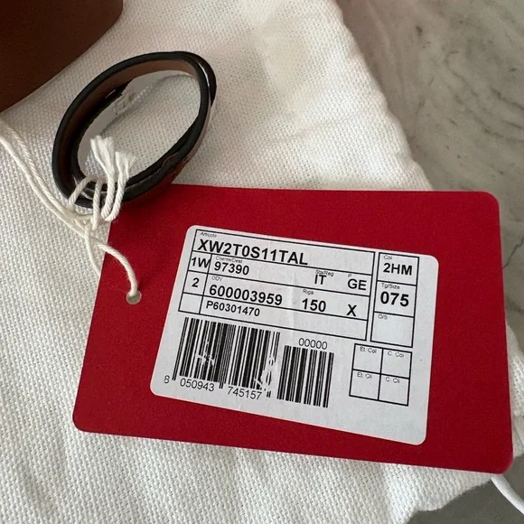 Valentino Tan/white Leather Belt with Gold hammered Logo Buckle - Picture 5 of 11